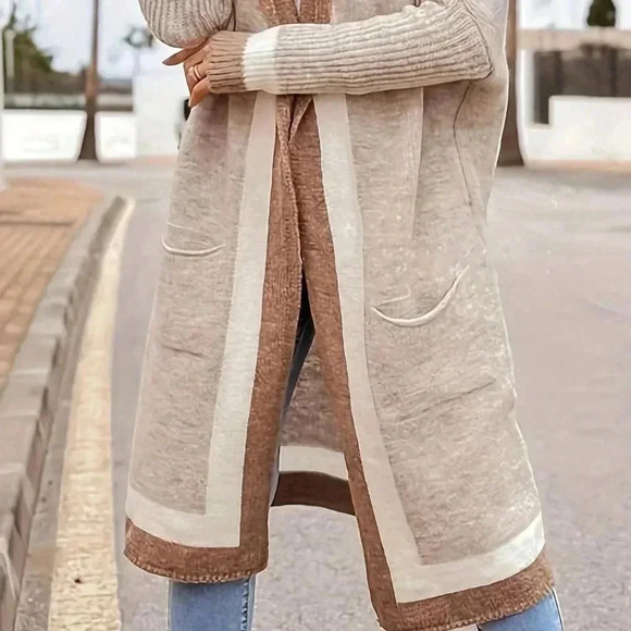Apricot Casual Women's Color Block Hooded Knit Cardigan - Picture 4 of 4